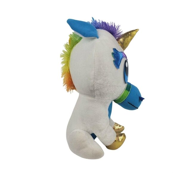 Classic Toy Company Unicorn Plush Gold Horn Hooves Blue Ears Stuffed Animal - Picture 3 of 9